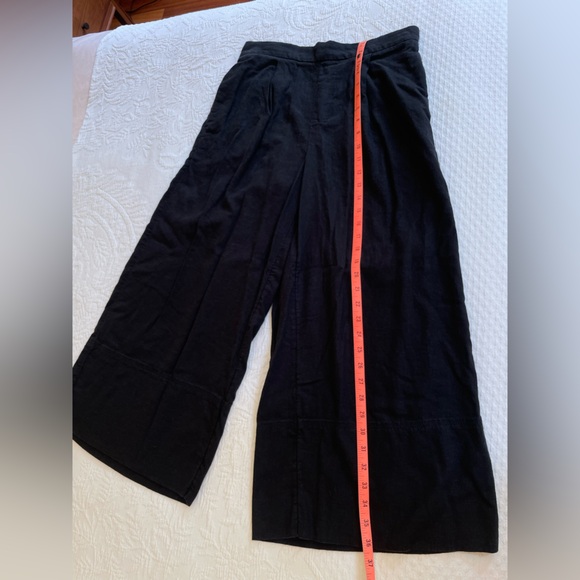 Banana Republic Linen-Blend Cropped Wide Leg Pant Black S EUC - Picture 12 of 14